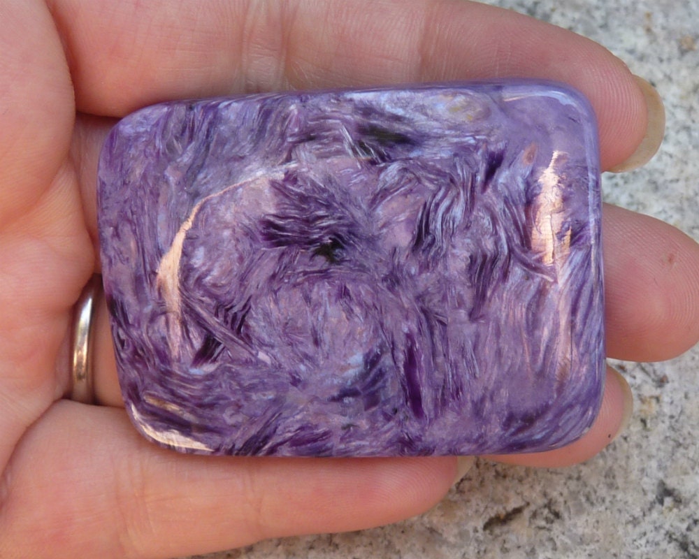 Charoite Cabochon Cushion Rectangle Cushion grade AAA Russian Natural purple stone 30.6 gram