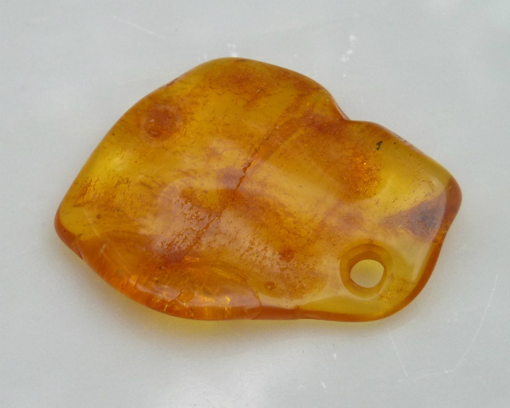 Baltic Amber Honey Pendant Pierced Natural Untreated Unisex 1.7" 6.9 gram