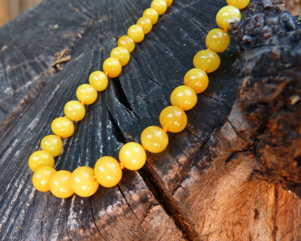 Baltic Amber Antique Butterscotch Necklace Baroque Beads Yolk Natural Jewelry 18" 12.7 gram