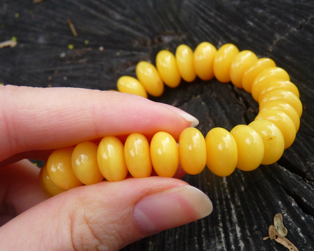 Baltic Amber Bracelet Antique Butterscotch Rondelle Beads Natural Yolk Jewelry 18.5 gram