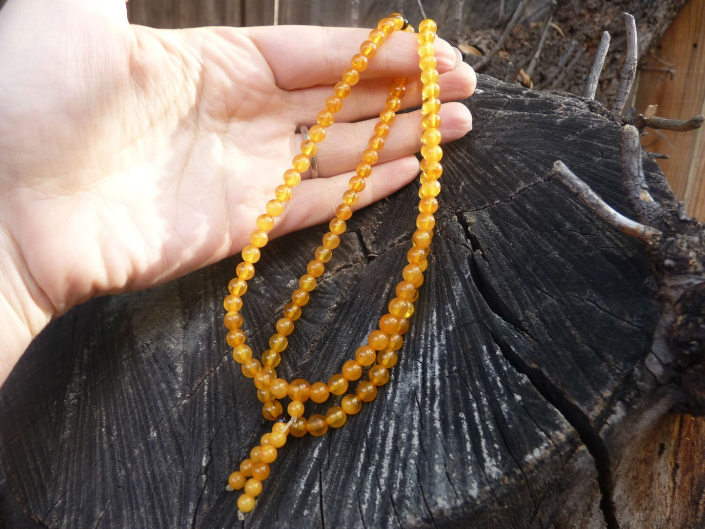 Baltic Amber Antique Buddhist Mala Prayer Ball Beads Natural Yolk 11.3 gram 5 mm