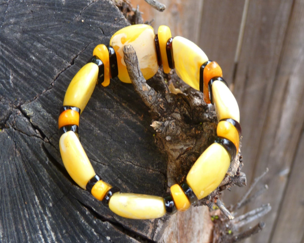 Baltic Amber Bracelet Butterscotch Stretch Multicolor Cherry Antique Untreated Natural Jewelry 39.7 gram