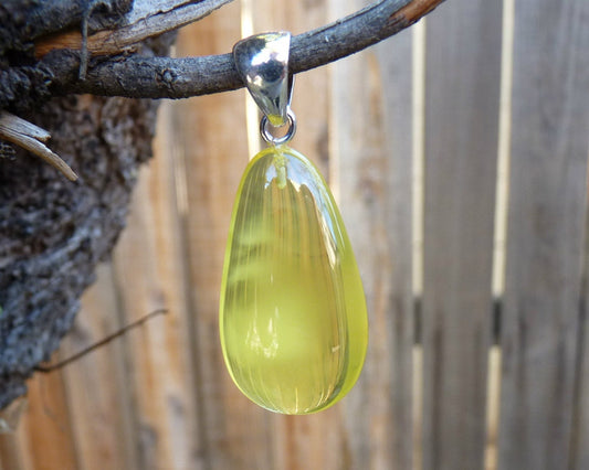 Baltic Amber Yellow Pendant Drop Natural Lemon Untreated Cloudy Unisex 2" 5.5 gram 925 Silver