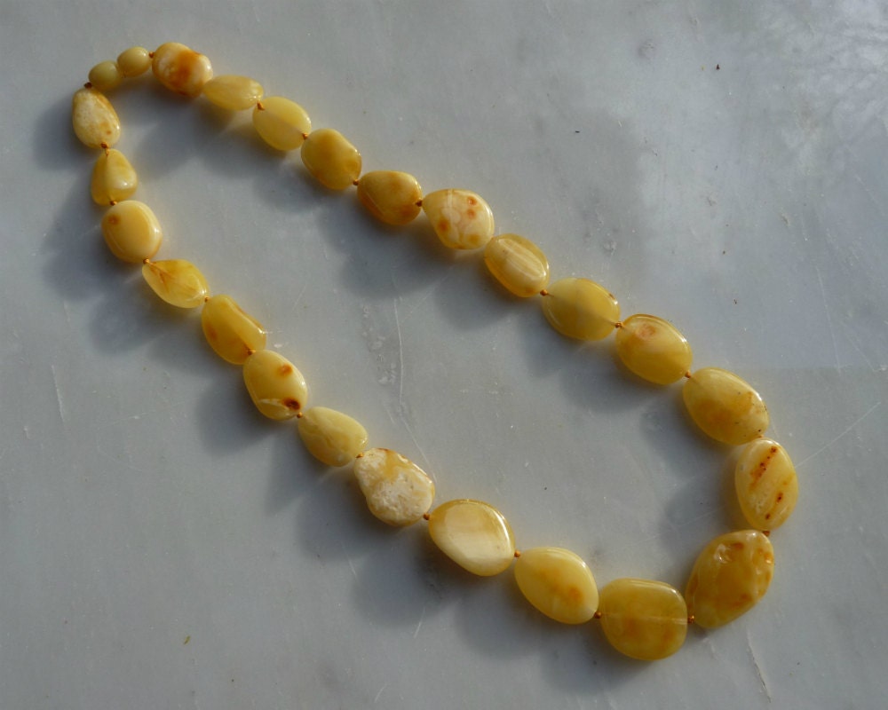 Baltic Amber Necklace Butterscotch Beads Natural Untreated Unisex Jewelry 19.3″ 24.2 gram