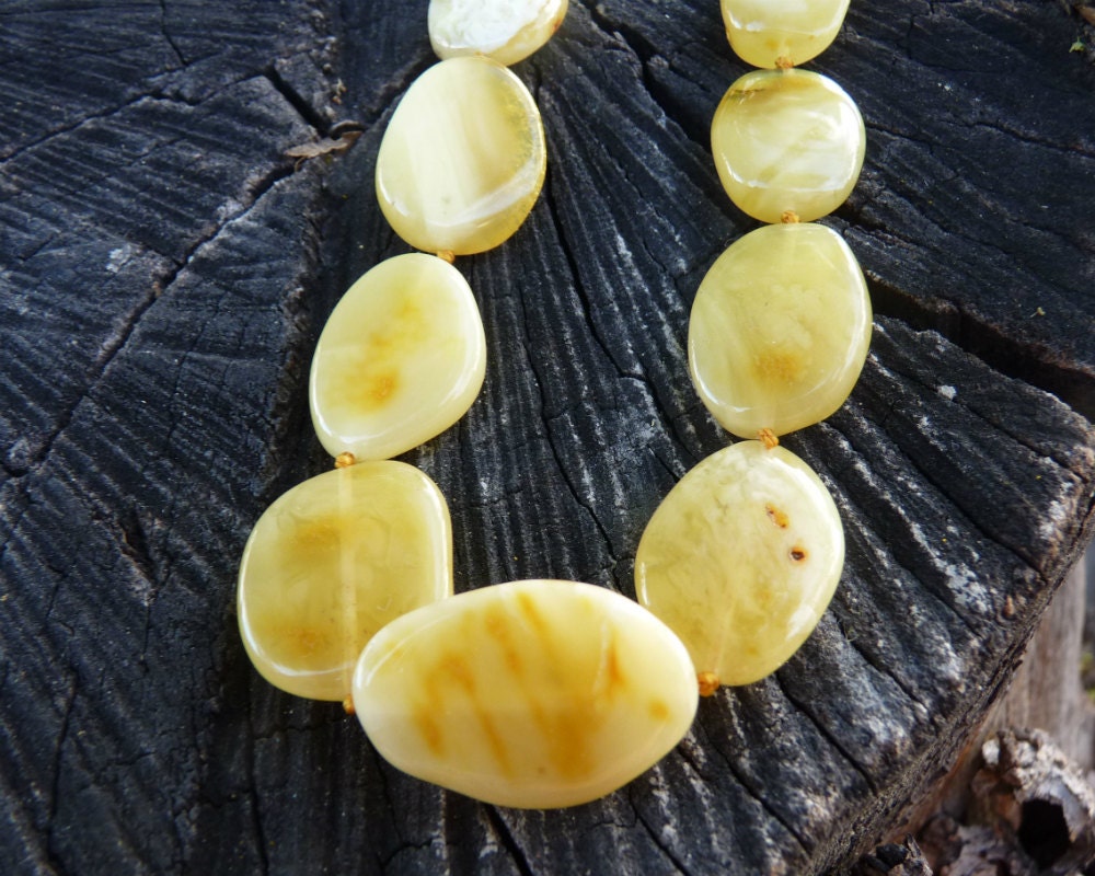 Baltic Amber Necklace Butterscotch Beads Natural Untreated Unisex Jewelry 19.3″ 24.2 gram