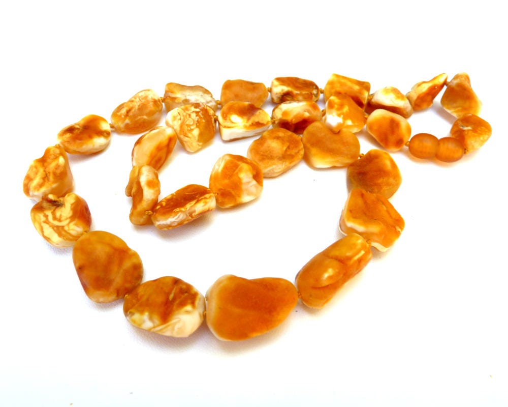 Baltic Amber Necklace Butterscotch Raw Unpolished Natural Untreated Chunky Unisex 19.9″ 27.3 gram