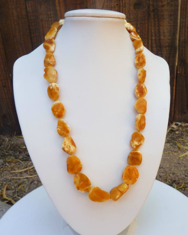 Baltic Amber Necklace Butterscotch Raw Unpolished Natural Untreated Chunky Unisex 19.9″ 27.3 gram