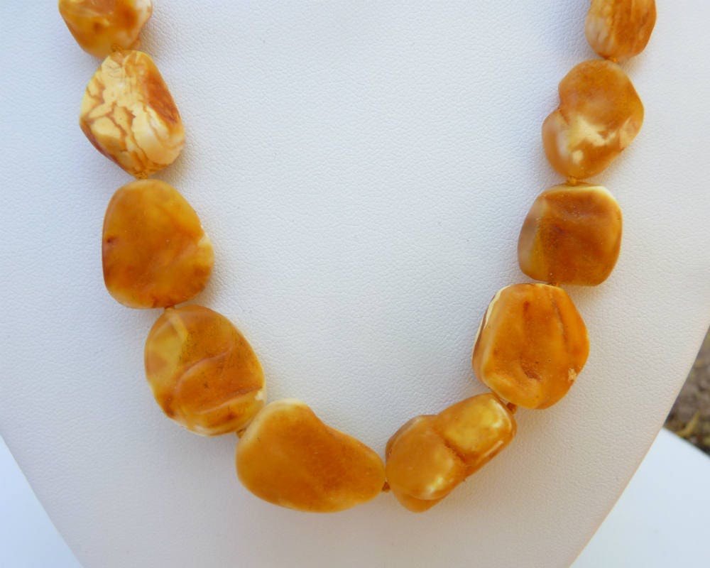 Baltic Amber Necklace Butterscotch Raw Unpolished Natural Untreated Chunky Unisex 19.9″ 27.3 gram