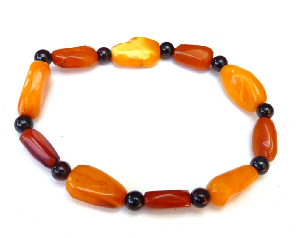 Baltic Amber Bracelet Butterscotch Antique Cherry Multicolor Caramel Natural Jewelry Unisex 8.5" 7.4 gram