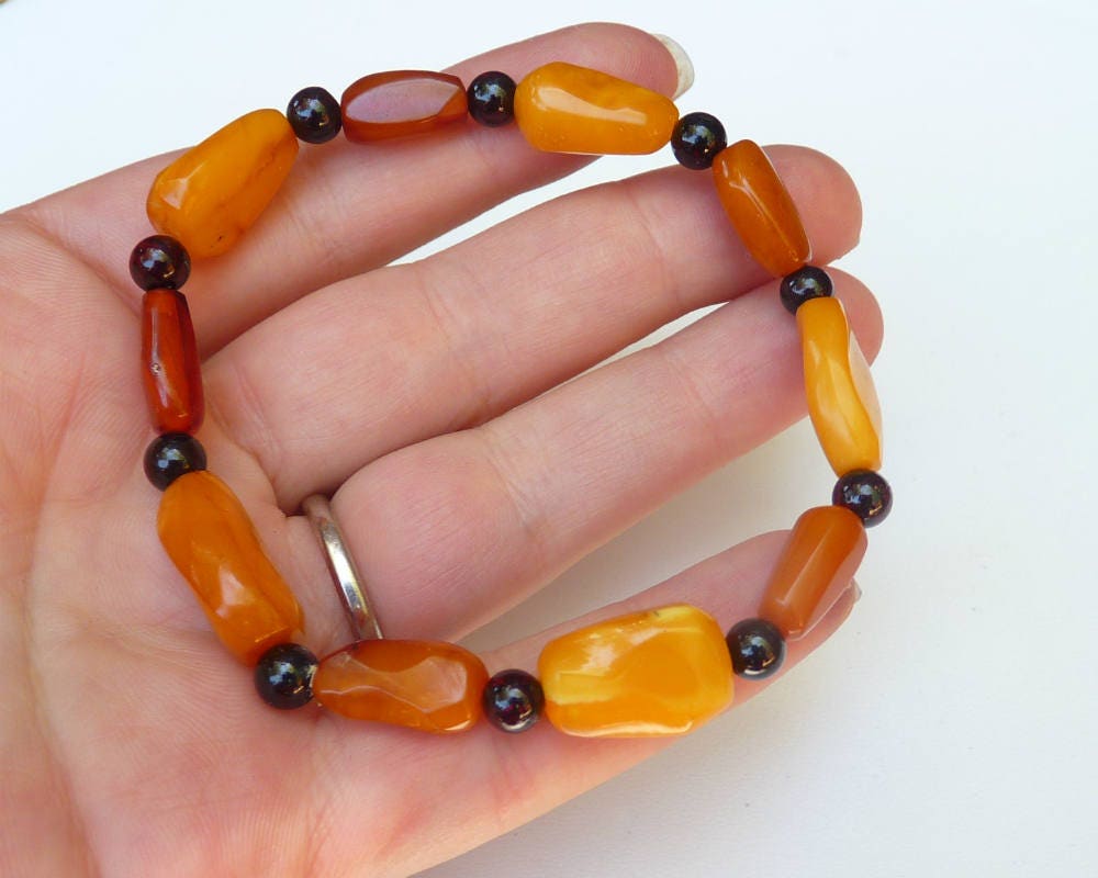 Baltic Amber Bracelet Butterscotch Antique Cherry Multicolor Caramel Natural Jewelry Unisex 8.5" 7.4 gram