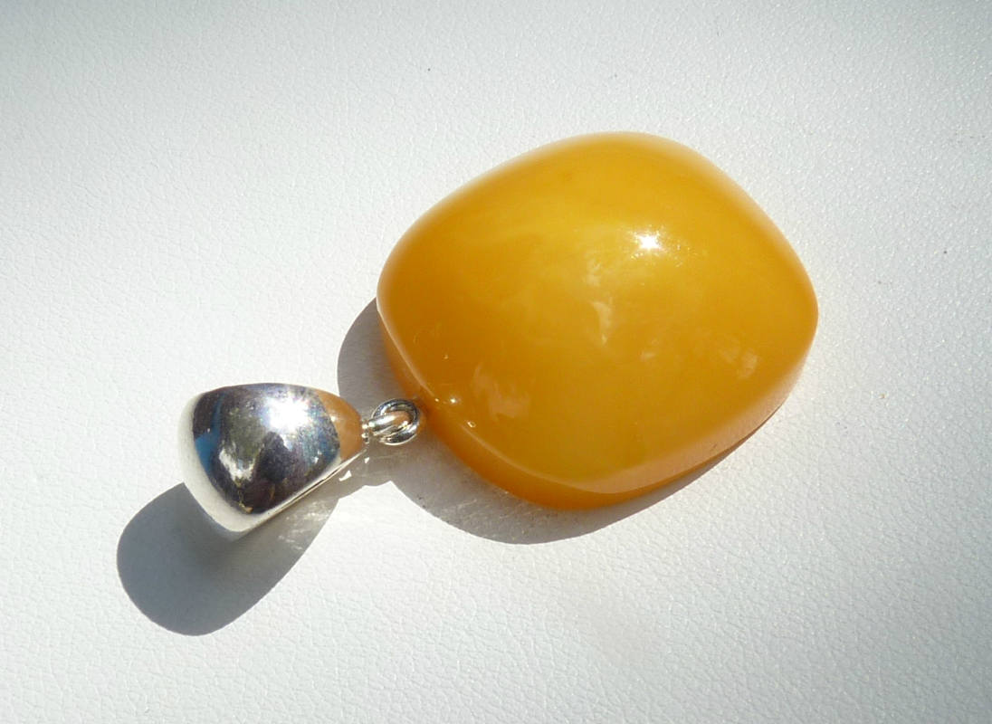 Baltic Amber Pendant Antique Butterscotch Cushion Yolk Natural Unisex 1.65" 6.5 gram 925 Silver