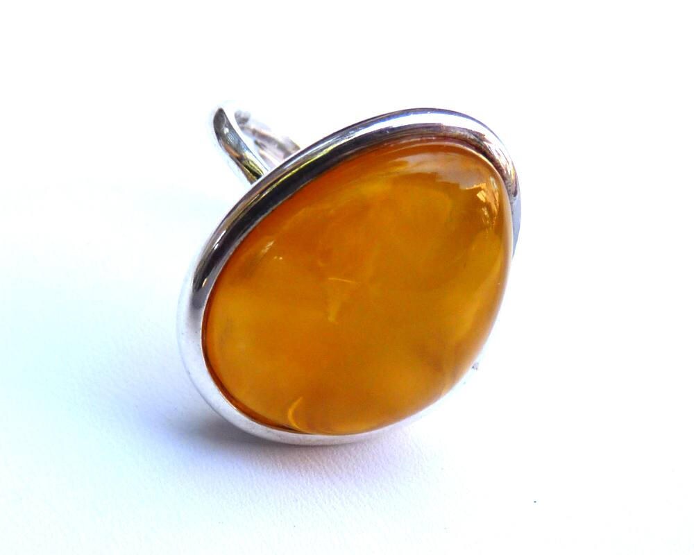 Baltic Amber Ring Honey Adjustable Cloudy Butterscotch Natural Untreated 925 Silver 10.1 gram