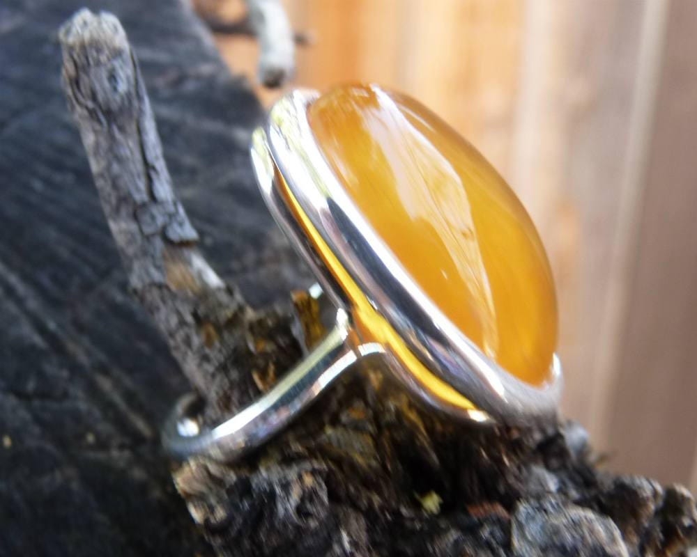 Baltic Amber Ring Honey Adjustable Cloudy Butterscotch Natural Untreated 925 Silver 10.1 gram