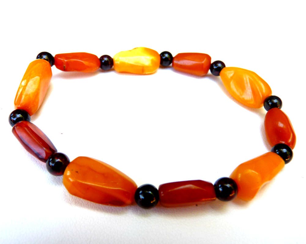 Baltic Amber Bracelet Butterscotch Antique Cherry Multicolor Caramel Natural Jewelry Unisex 8.5" 7.4 gram