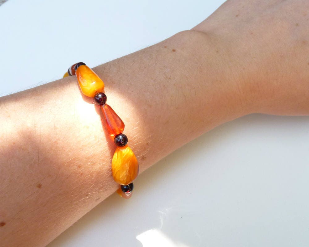 Baltic Amber Bracelet Butterscotch Antique Cherry Multicolor Caramel Natural Jewelry Unisex 8.5" 7.4 gram