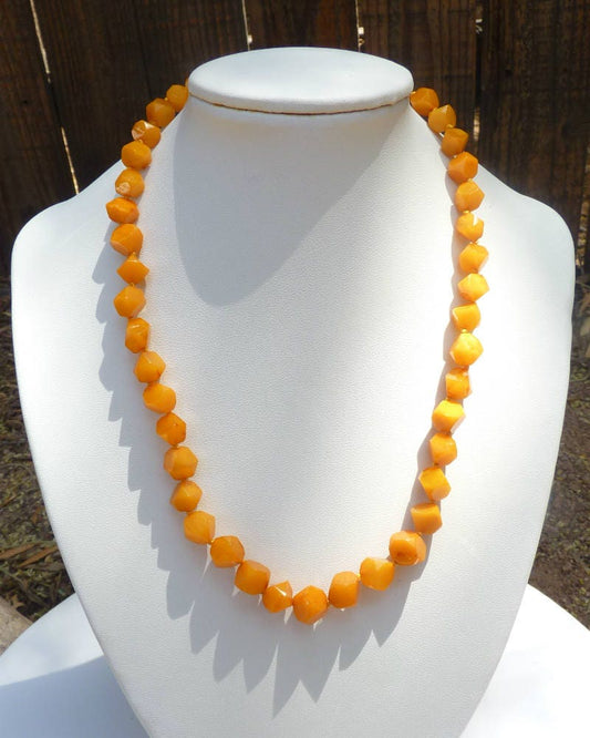 Baltic Amber Necklace Antique Butterscotch Faceted Beads Yolk 18" 11.1 gram