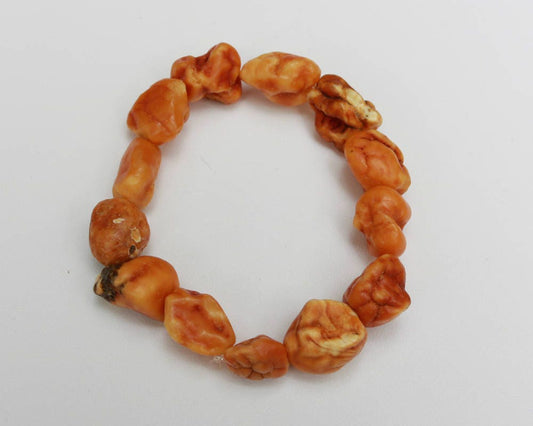 Baltic Amber Nodule Drop Bracelet Natural Untreated Raw  7.5″ 13.8 gram