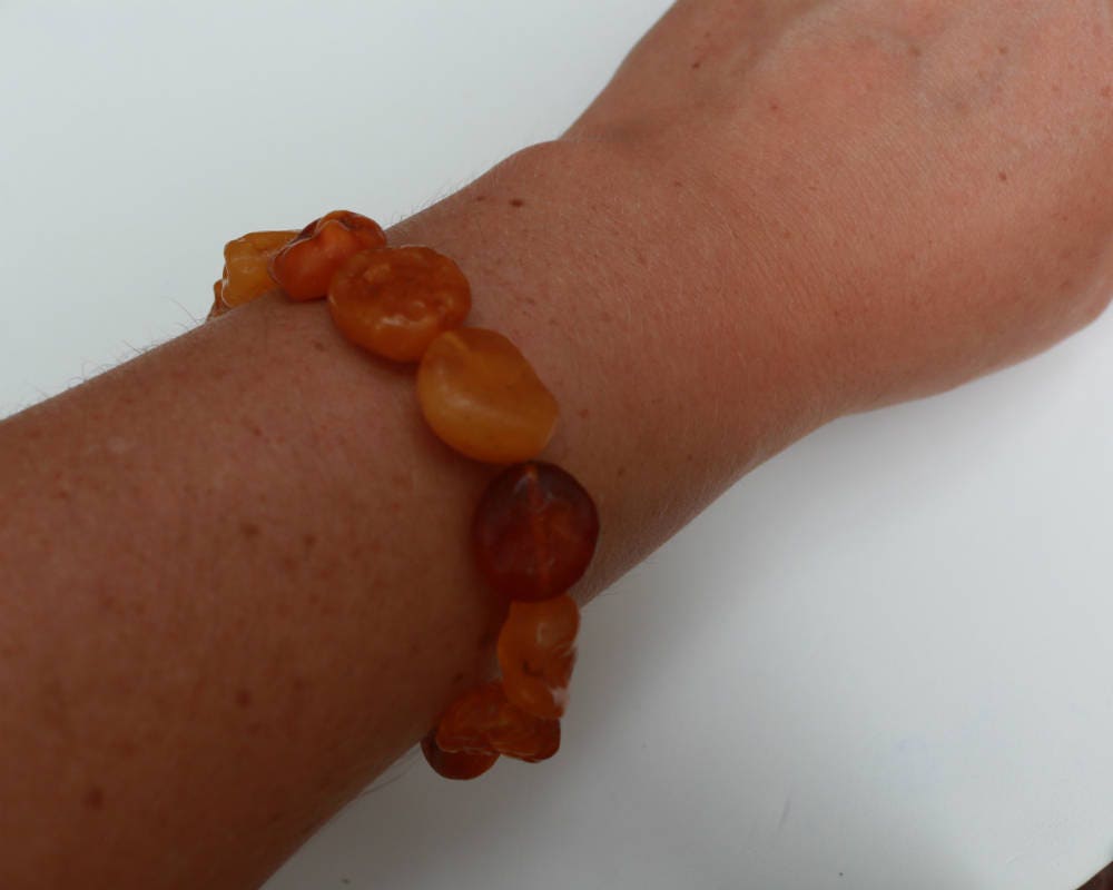 Raw Baltic Amber Nodule Drop Bracelet Untreated Natural 8″ 13.2 gram