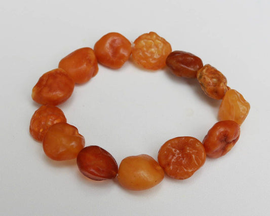 Raw Baltic Amber Nodule Drop Bracelet Untreated Natural 8″ 13.2 gram