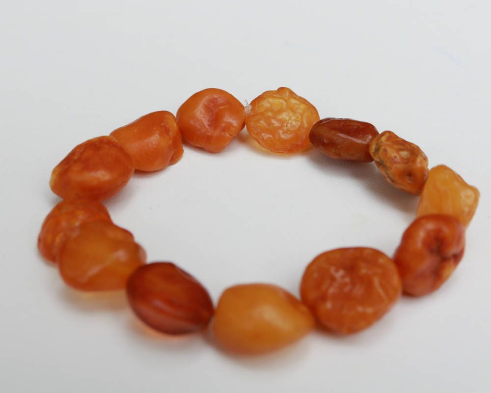 Raw Baltic Amber Nodule Drop Bracelet Untreated Natural 8″ 13.2 gram