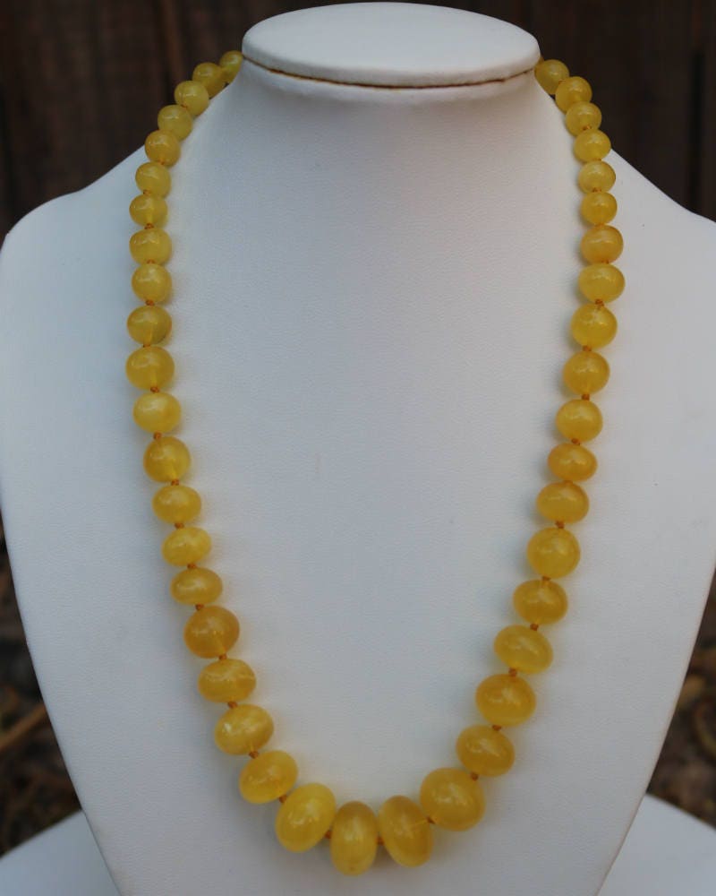 Baltic Amber Butterscotch Necklace Baroque Beads Natural Yellow Untreated 18.5″ 25.4 gram