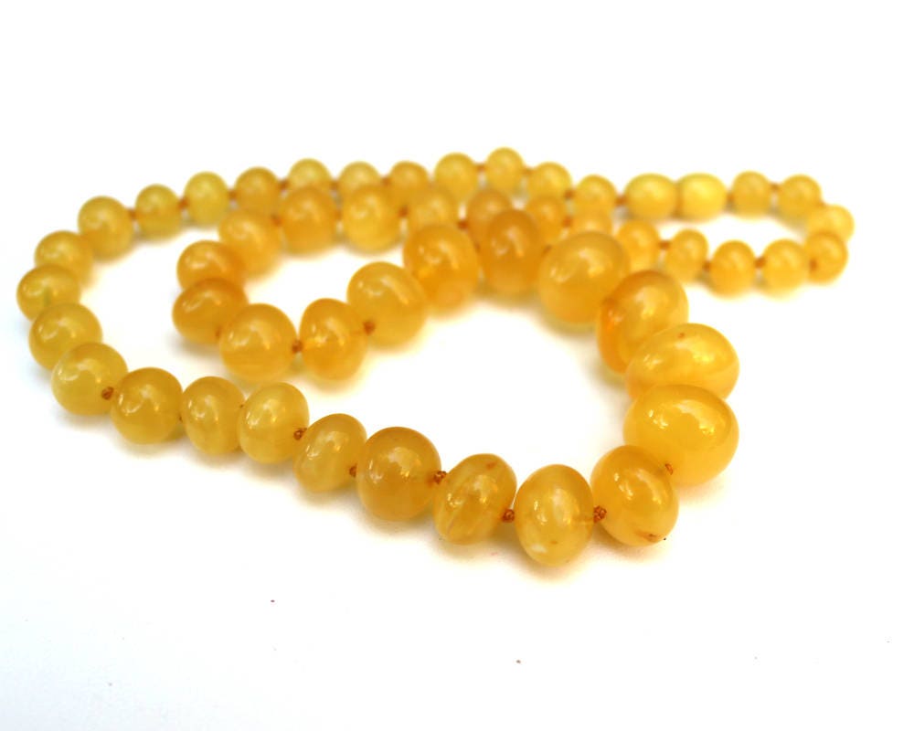 Baltic Amber Butterscotch Necklace Baroque Beads Natural Yellow Untreated 18.5″ 25.4 gram