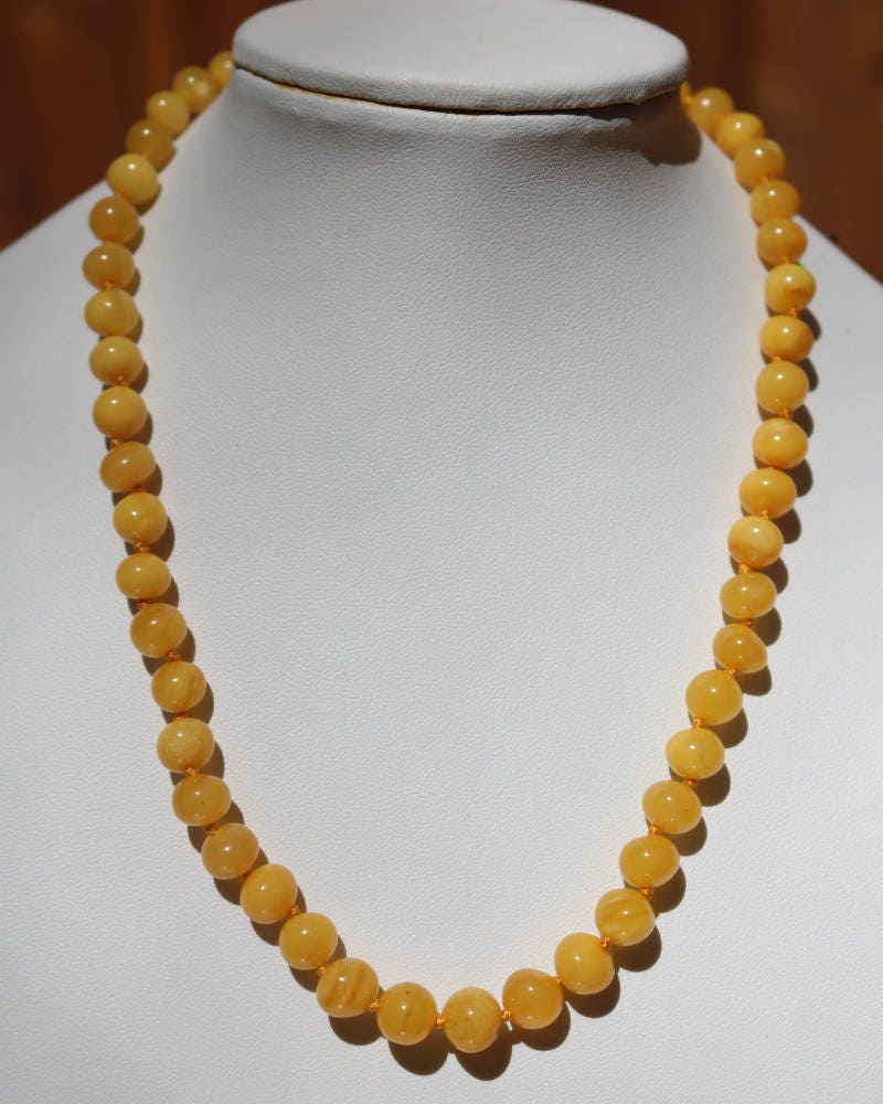 Baltic Amber Necklace Antique Butterscotch Jewelry Baroque Beads Yolk 16.7" 11.1 gram