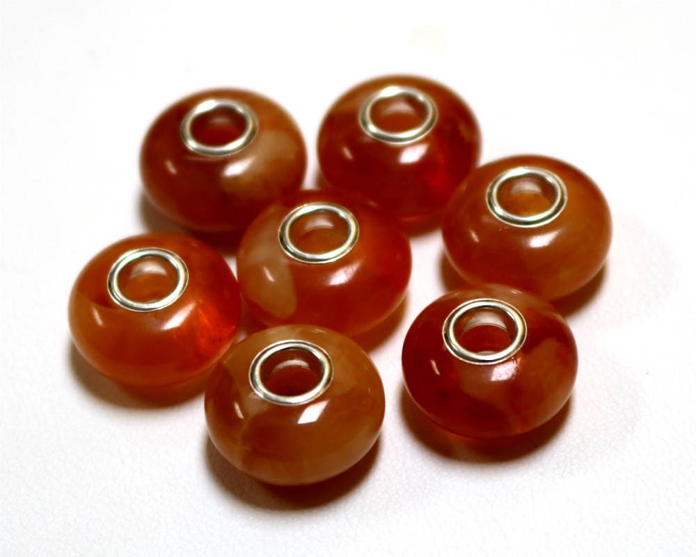 Baltic Amber Charm Bead for Bracelet Pink Natural