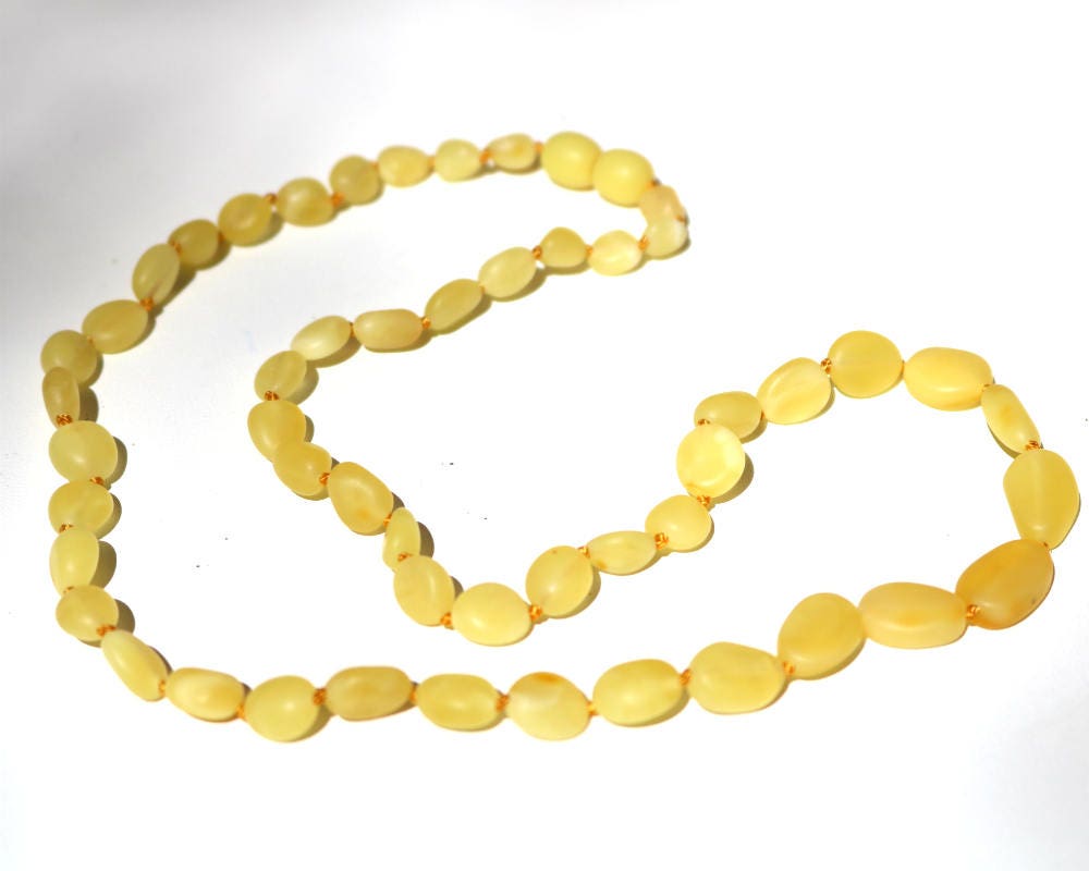 Baltic Amber Butterscotch Necklace Beaded Unpolished Yellow Raw Natural 20.7" 11.5 gram