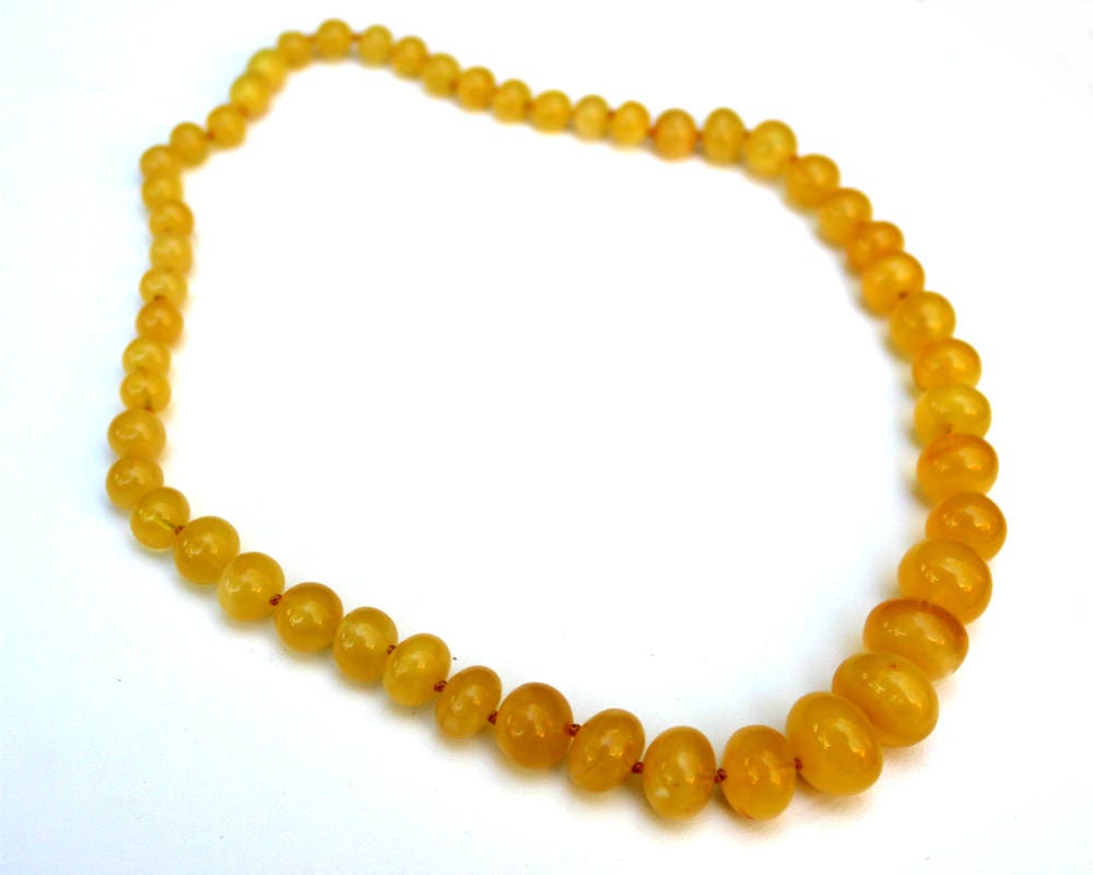 Baltic Amber Butterscotch Necklace Baroque Beads Natural Yellow Untreated 18.5″ 25.4 gram