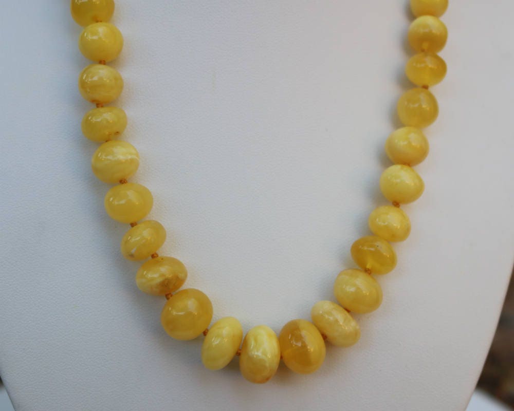 Baltic Amber Butterscotch Necklace Baroque Beads Natural Untreated Healing Jewelry 17.7" 23.7 gram