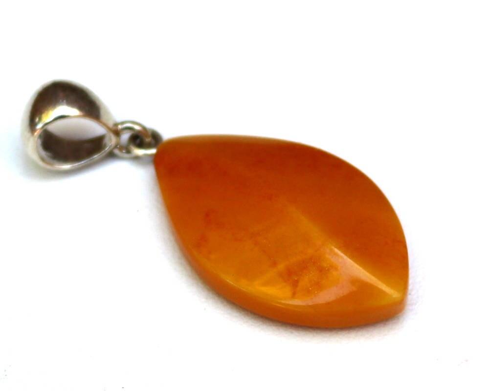 Baltic Amber Pendant Drop Caramel Antique Faceted Unisex Jewelry Natural 1.77" 3.3 gram 925 Silver