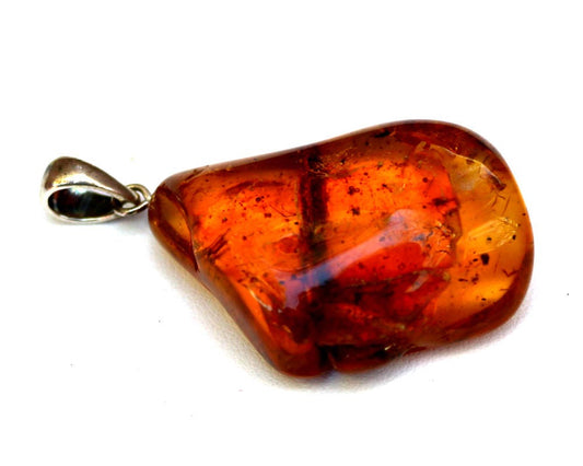 Baltic Amber Pendant with Fossil Insect Ant Natural Honey Untreated 2" 8.4 gram