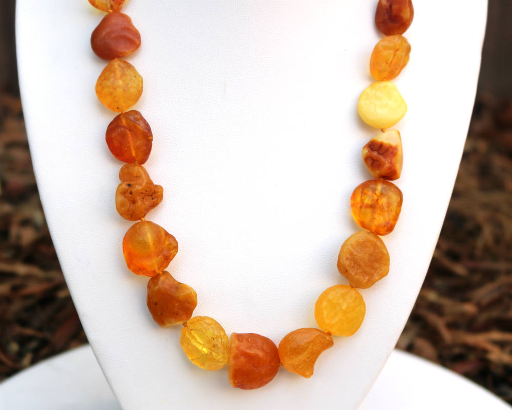 Baltic Amber Necklace Nodules Drops Natural Untreated Healing Caramel Jewelry 20" 32.7 gram