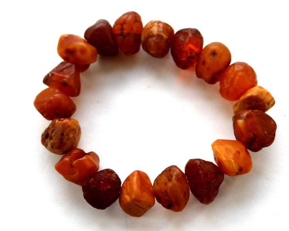 Baltic Amber Bracelet Nodule Drops Raw Untreated Natural Unisex Jewelry 26 gram