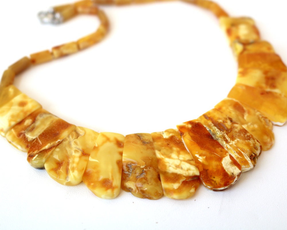 Baltic Amber Choker Yolk Butterscotch Natural Untreated Healing Jewelry Cleopatra 18" 30.7 gram 925 Silver