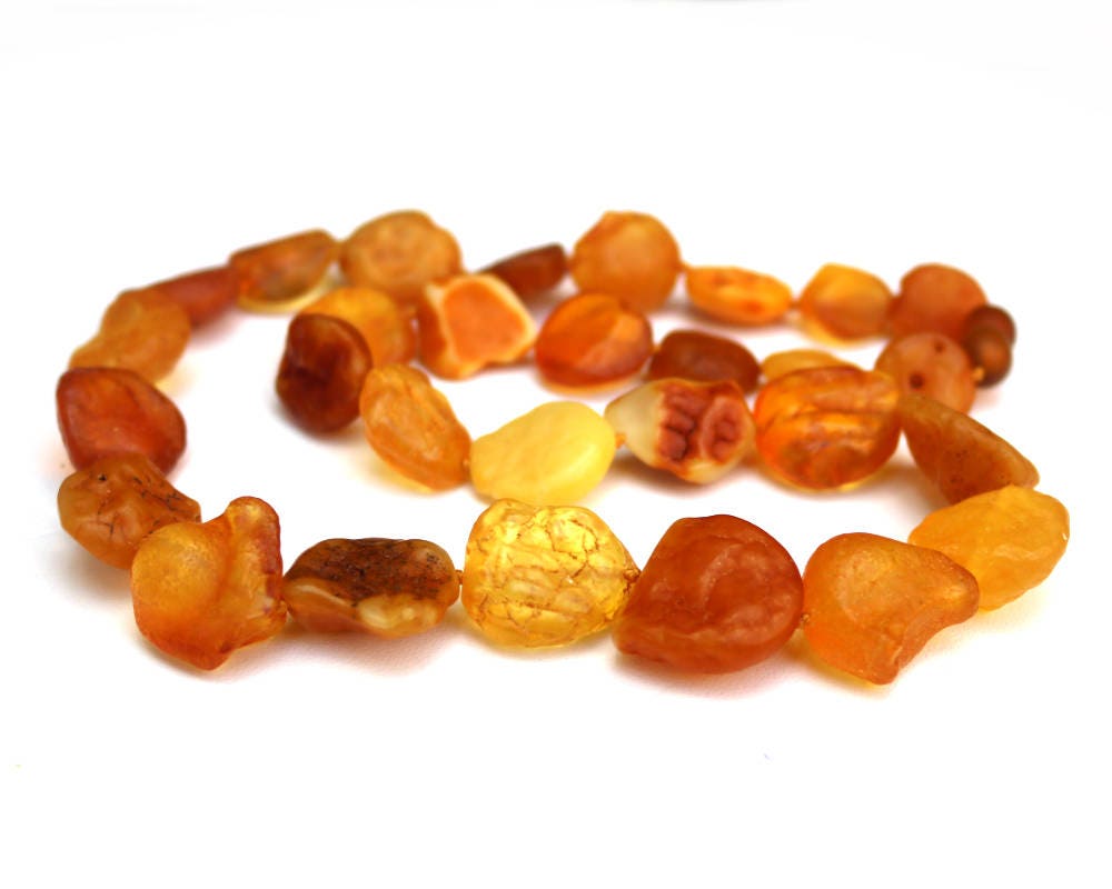 Baltic Amber Necklace Nodules Drops Natural Untreated Healing Caramel Jewelry 20" 32.7 gram