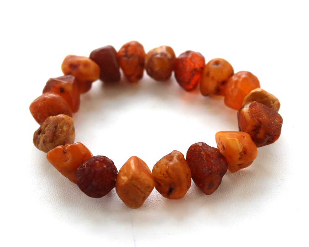 Baltic Amber Bracelet Nodule Drops Raw Untreated Natural Unisex Jewelry 26 gram