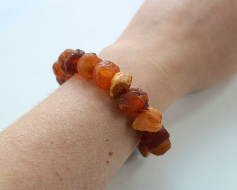 Baltic Amber Bracelet Nodule Drops Raw Untreated Natural Unisex Jewelry 26 gram