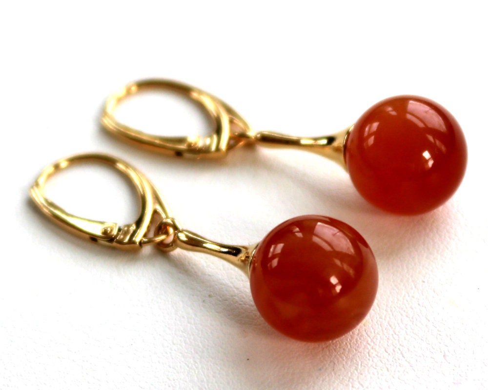 Baltic Amber Earrings Pink Rose Ball Gold Plated Dangling Jewelry 11 mm 1.6" 3.9 gram