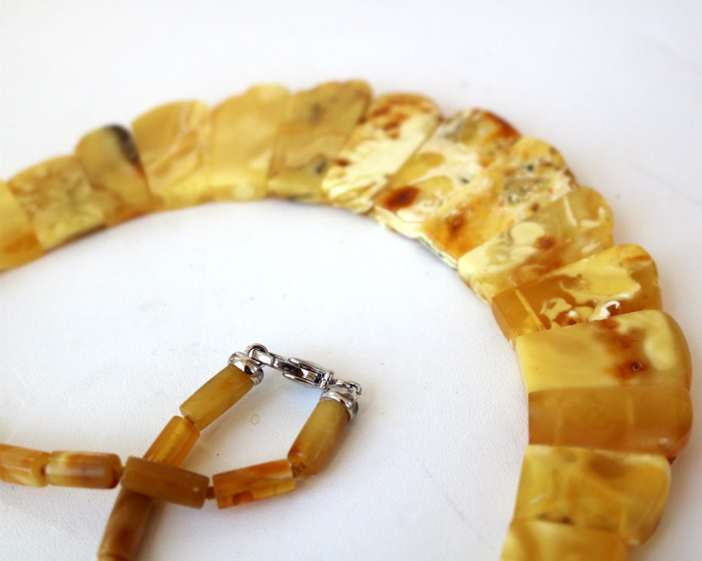 Baltic Amber Choker Yolk Butterscotch Natural Untreated Healing Jewelry Cleopatra 18" 30.7 gram 925 Silver