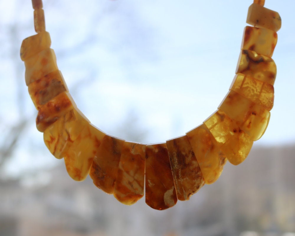 Baltic Amber Choker Yolk Butterscotch Natural Untreated Healing Jewelry Cleopatra 18" 30.7 gram 925 Silver