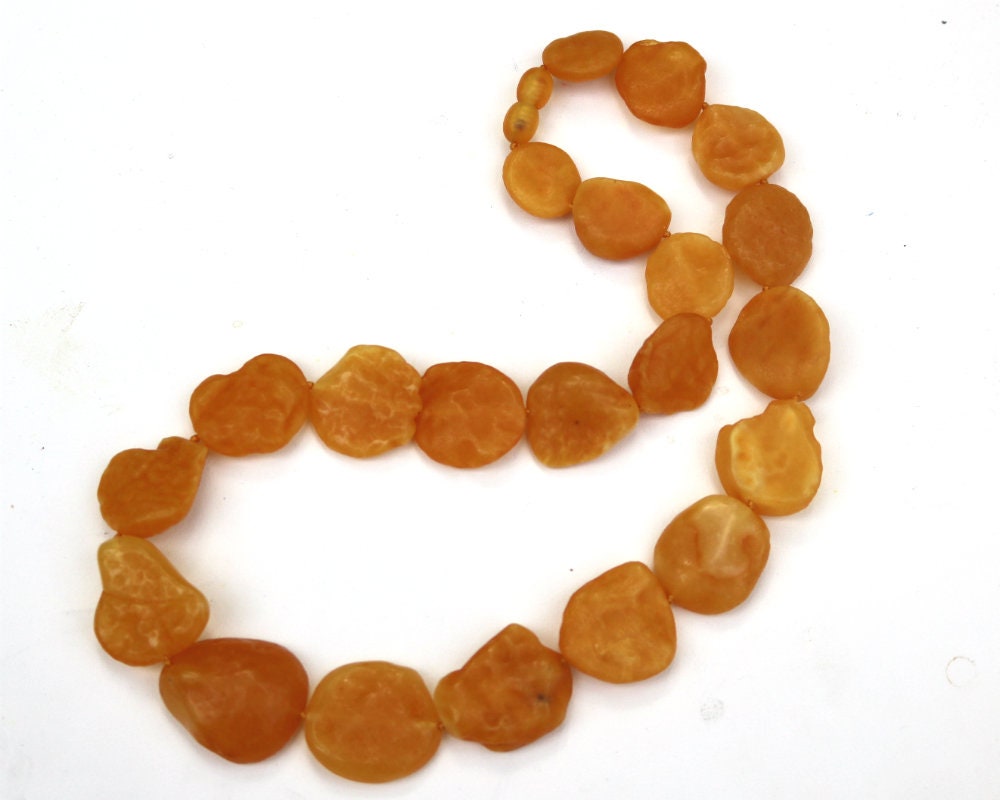 Baltic Amber Necklace Nodules Drops Natural Untreated Caramel Unisex Raw Jewelry 19" 38.6 gram