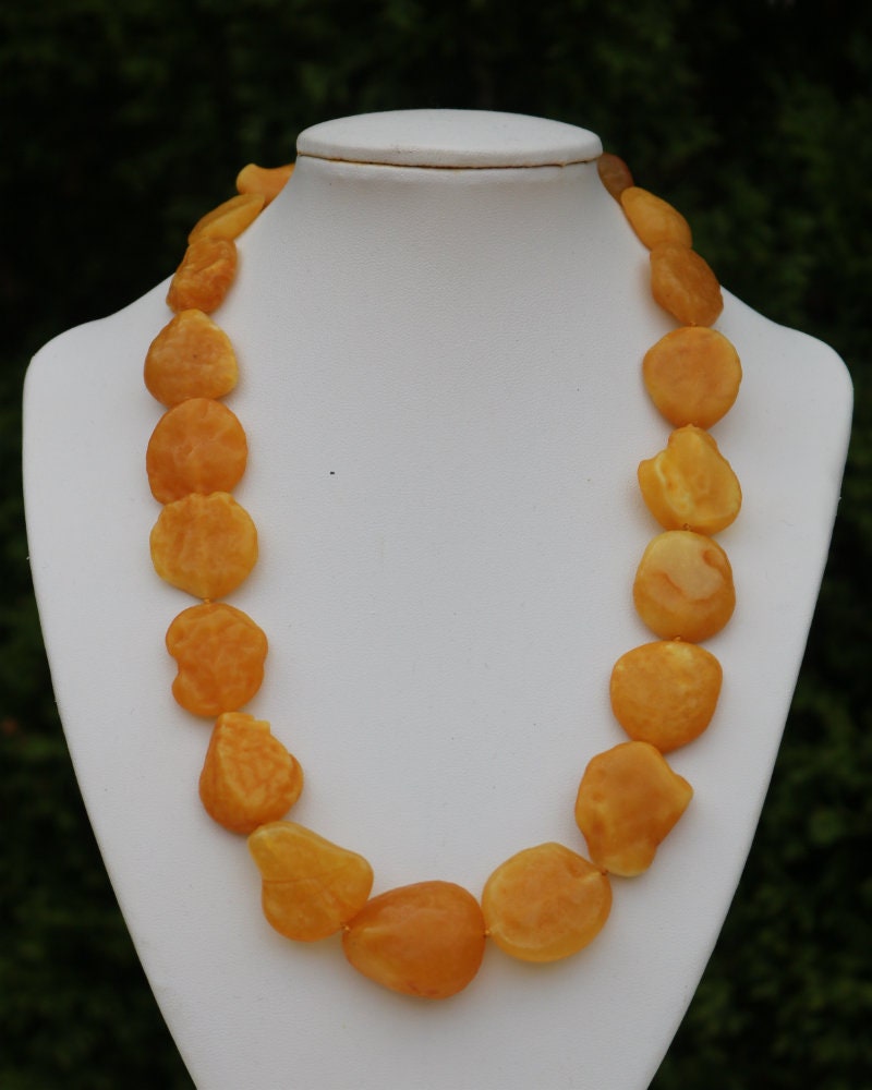 Baltic Amber Necklace Nodules Drops Natural Untreated Caramel Unisex Raw Jewelry 19" 38.6 gram