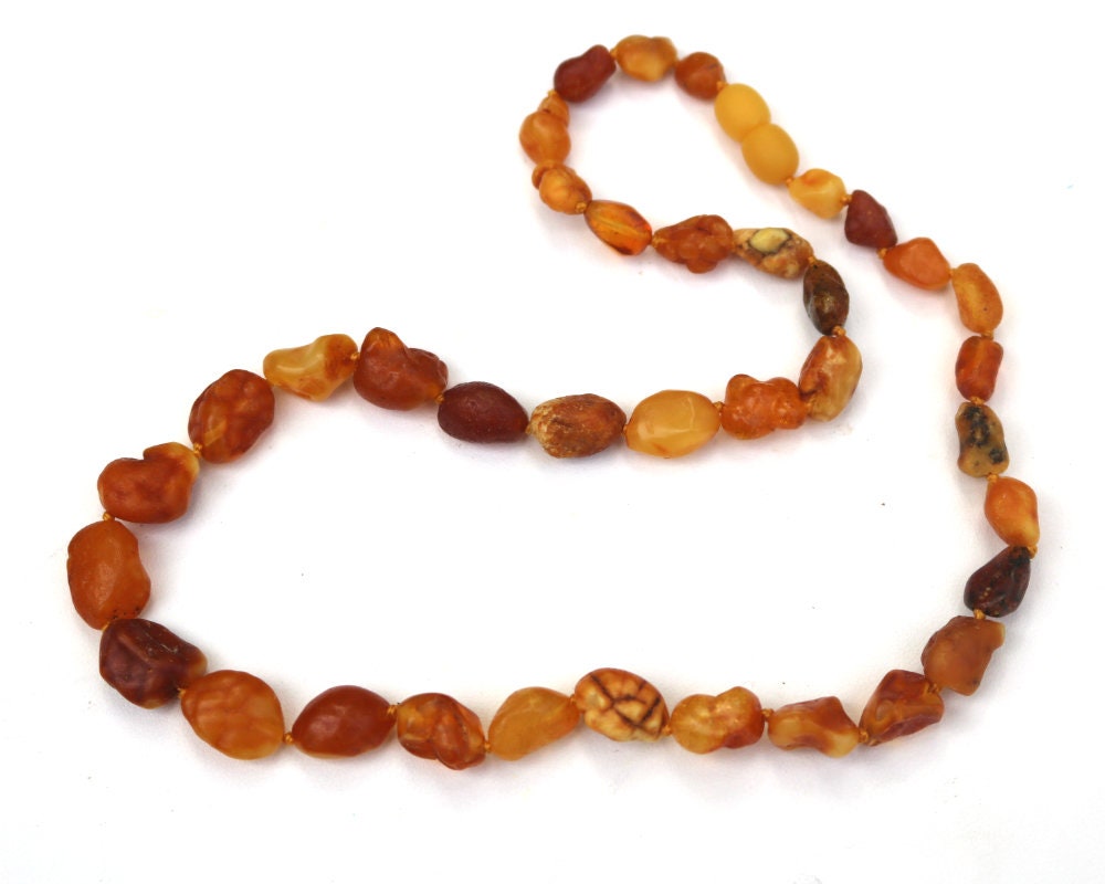 Baltic Amber Necklace Nodules Drops Natural Untreated Caramel Jewelry 18" 13.8 gram