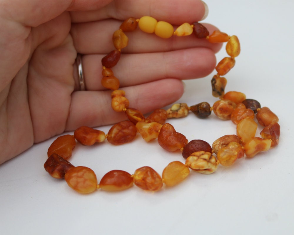 Baltic Amber Necklace Nodules Drops Natural Untreated Caramel Jewelry 18" 13.8 gram