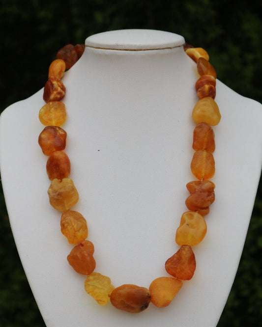 Baltic Amber Necklace Nodules Drops Natural Untreated Caramel Jewelry 19" 42.8 gram