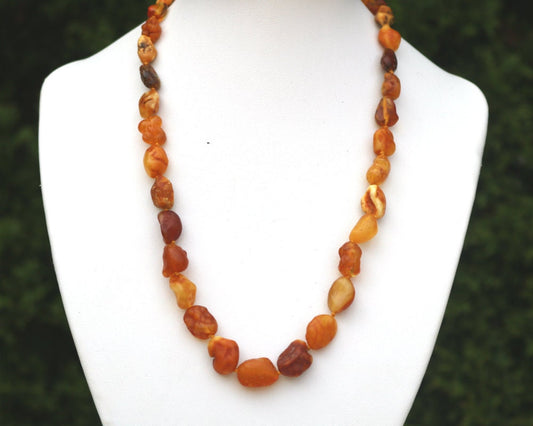 Baltic Amber Necklace Nodules Drops Natural Untreated Caramel Jewelry 18" 13.8 gram