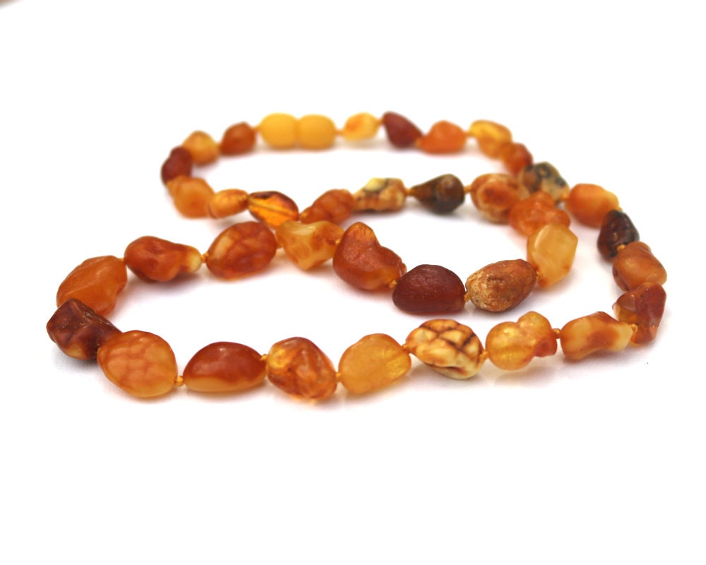 Baltic Amber Necklace Nodules Drops Natural Untreated Caramel Jewelry 18" 13.8 gram