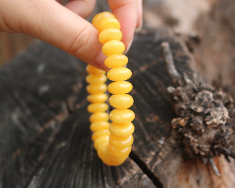 Baltic Amber Bracelet Antique Butterscotch Rondelle Beads Natural Yolk Unisex 13.5 gram